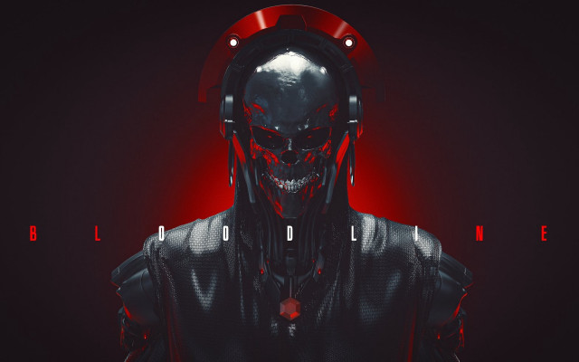 Man helmet redlight cyberpunk bloodline free wallpaper for desktop - medium preview image