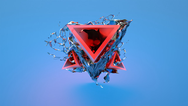 Red triangle hole water splash free wallpaper for desktop - medium preview image