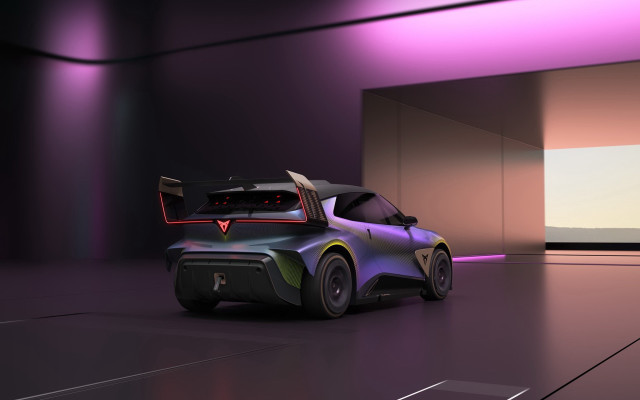 Futuristic car dark room purple free wallpaper for desktop - medium preview image