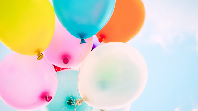 Balloons floating blue sky clouds #2 free wallpaper for desktop - medium preview image