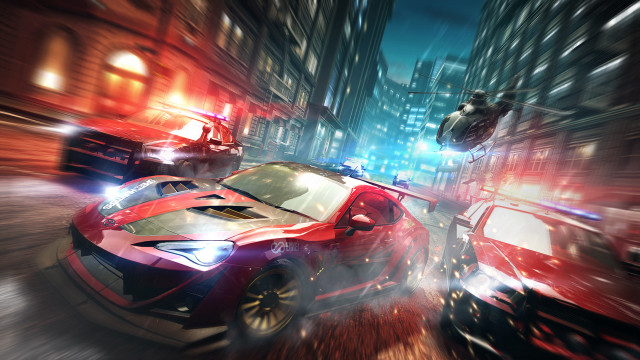 City night car helicopter futurism free wallpaper for desktop - medium preview image