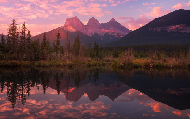 Mountain reflection sunset pink sky #3 free wallpaper for desktop - medium preview image