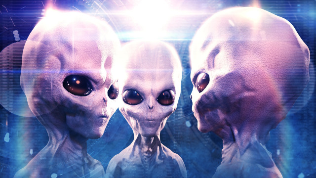 Alien heads blue background light free wallpaper for desktop - medium preview image