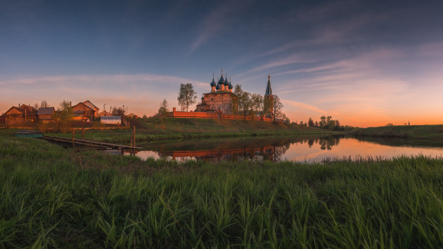 Castle hill lake sunset dock free wallpaper for desktop - medium preview image