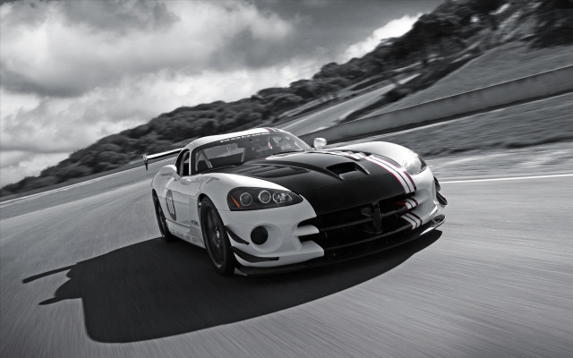 Black white sportscar mountain clouds free wallpaper for desktop - medium preview image