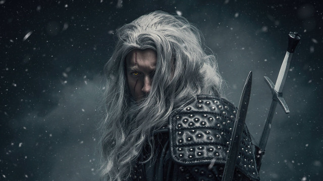 Longhair sword snow falling epic free wallpaper for desktop - medium preview image