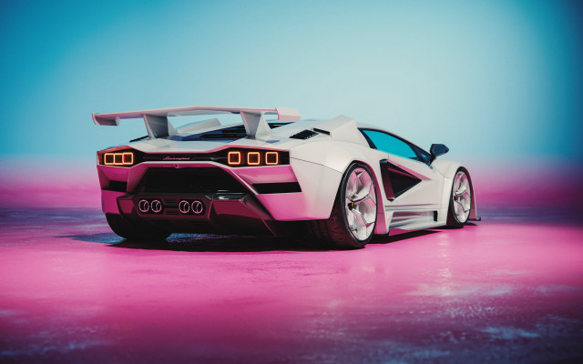 White pink sports car pink free wallpaper for desktop - medium preview image