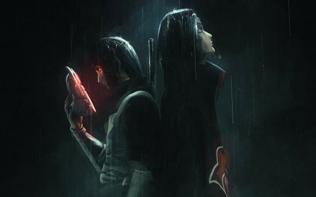 Rainy night couple umbrella cellphone free wallpaper for desktop - medium preview image