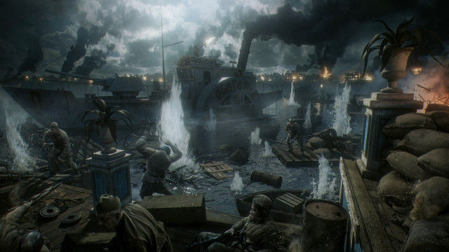 Factory smoke man gun city free wallpaper for desktop - medium preview image