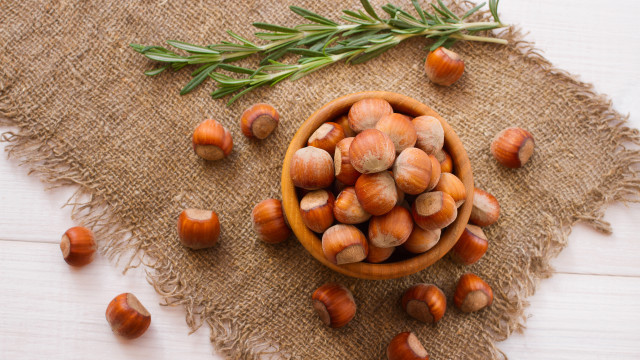 Bowl nuts rosemary burlap table free wallpaper for desktop - medium preview image