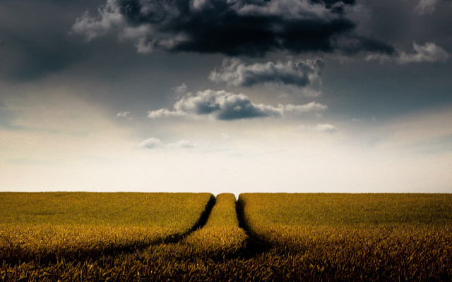 Field road cloudy stormy mountains free wallpaper for desktop - medium preview image