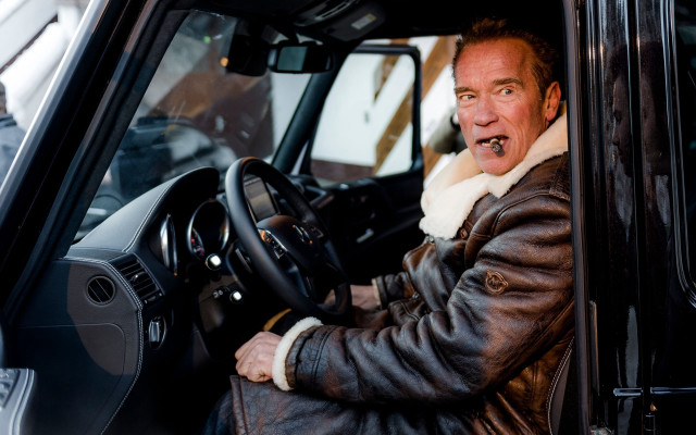 Man leather jacket truck surprised free wallpaper for desktop - medium preview image