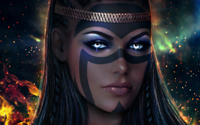 Egyptian queen fire smoke headband free wallpaper for desktop - medium preview image