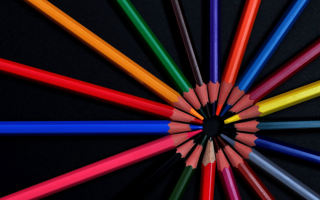Colored pencils circle black background free wallpaper for desktop - medium preview image