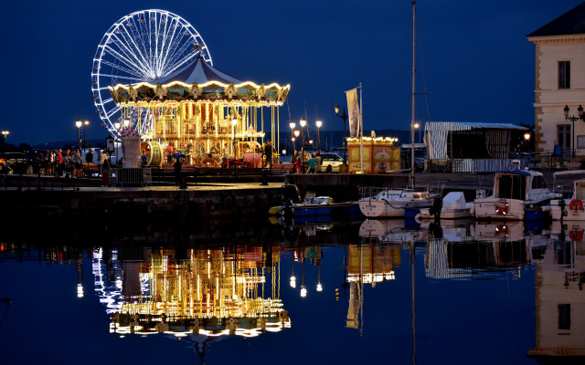 Harbor ferris wheel ferris boat free wallpaper for desktop - medium preview image