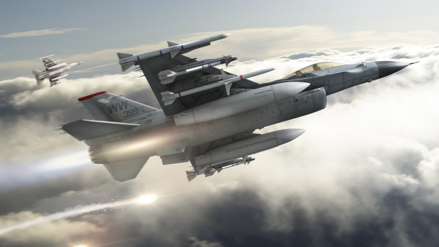 Fighter jet sky clouds horizon free wallpaper for desktop - medium preview image