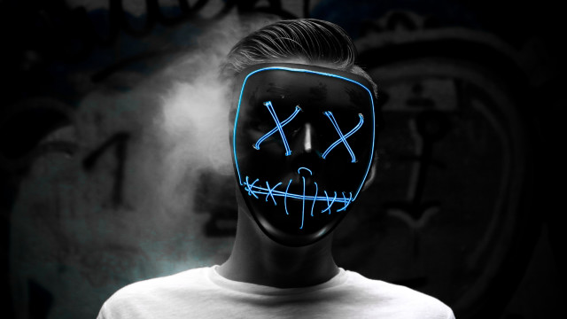 Neon mask man cigarette black free wallpaper for desktop - medium preview image