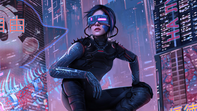Eve rider cyberpunk suit nyc free wallpaper for desktop - medium preview image