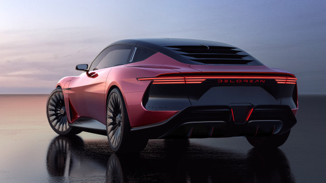 Pink sports car beach sunset free wallpaper for desktop - medium preview image