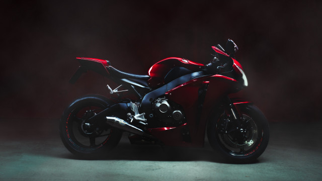 Red motorcycle studio 3d render free wallpaper for desktop - medium preview image