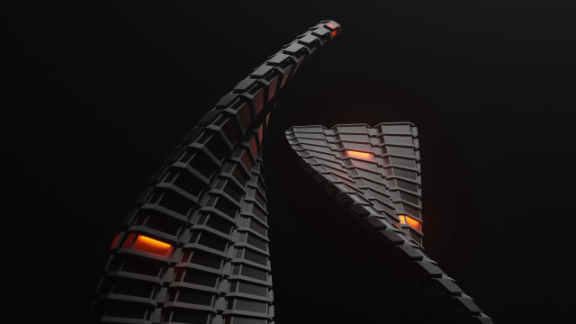 Tall buildings orange lights night free wallpaper for desktop - medium preview image