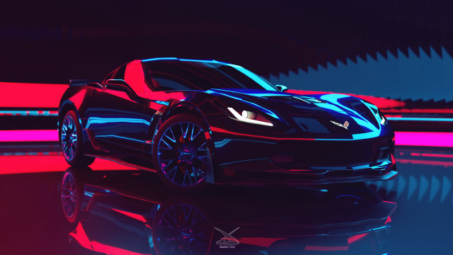 Black sports car red blue free wallpaper for desktop - medium preview image