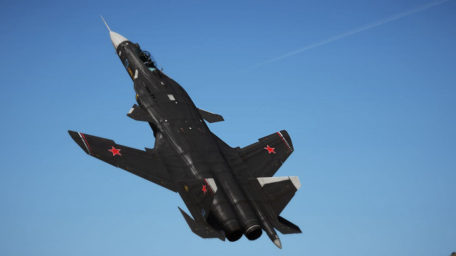 Fighterjet blueSky redStar lowPoly military free wallpaper for desktop - medium preview image