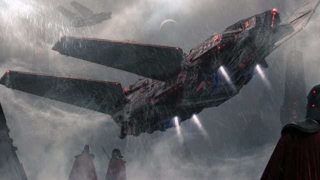 Sci fi fighter cloudy sky free wallpaper for desktop - medium preview image