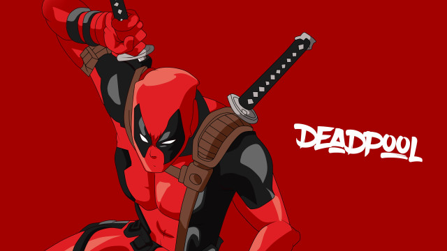 Deadpool sword red background comic free wallpaper for desktop - medium preview image