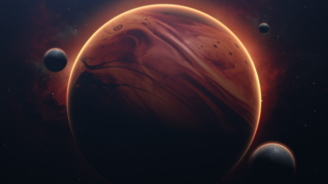 Planets star background orange light free wallpaper for desktop - medium preview image