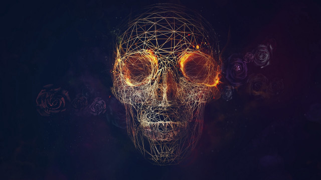 Skull glowing eyes wireframe human free wallpaper for desktop - medium preview image