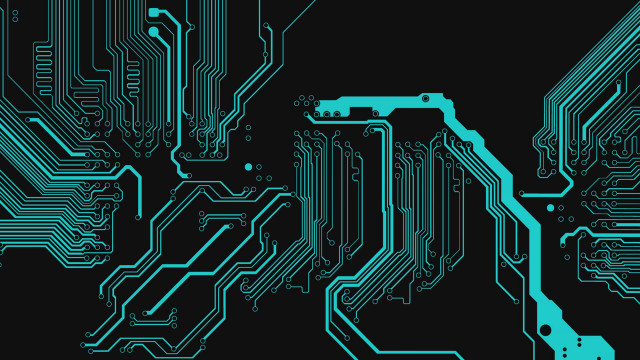 Circuitboard blue light black background free wallpaper for desktop - medium preview image