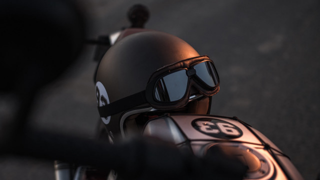 Motorcycle helmet goggles handlebars panfuturism free wallpaper for desktop - medium preview image