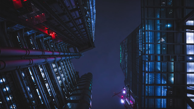 City night neoism cyberpunk architecture free wallpaper for desktop - medium preview image