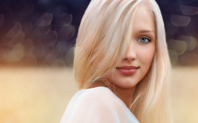 Blonde woman blueeyes photorealistic painting free wallpaper for desktop - medium preview image