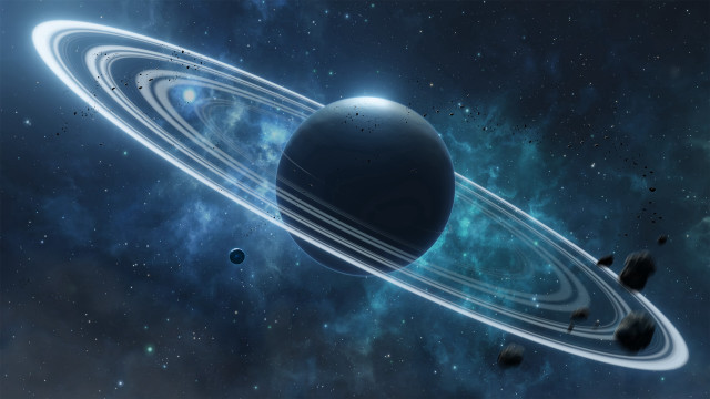 Planet ring space stars dust free wallpaper for desktop - medium preview image