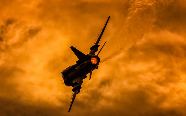 Fighter jet cloudy sky yellow free wallpaper for desktop - medium preview image