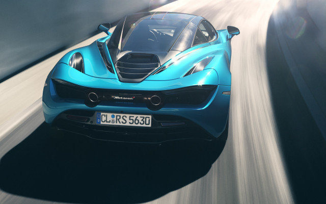 Blue sports car road sky free wallpaper for desktop - medium preview image