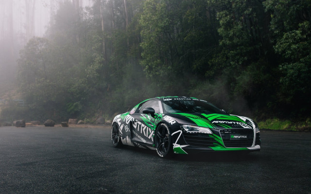 Green black sports car forest #2 free wallpaper for desktop - medium preview image