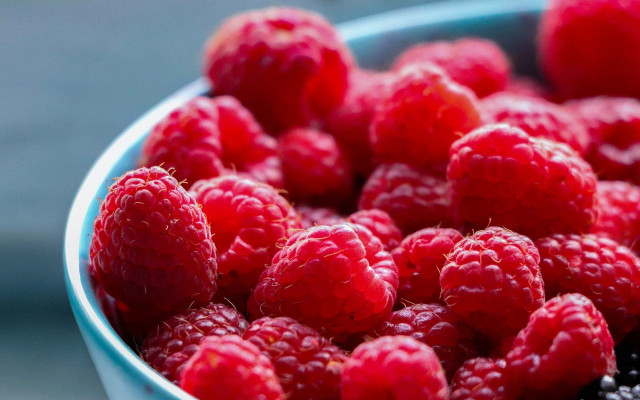 Raspberries blue rim black bottom free wallpaper for desktop - medium preview image