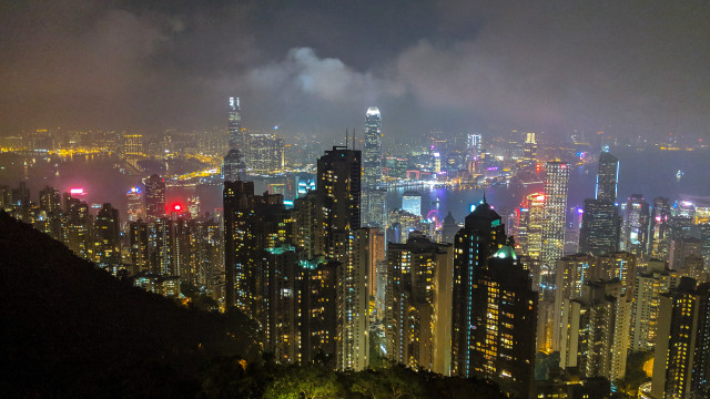 Cyberpunk city skyline night ferris free wallpaper for desktop - medium preview image