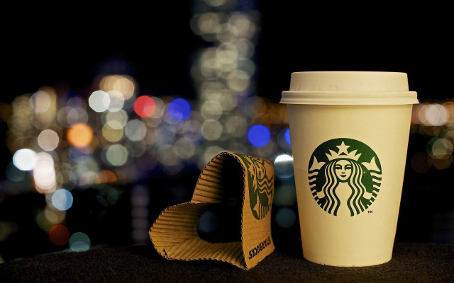 Starbucks cup paper bag table free wallpaper for desktop - medium preview image