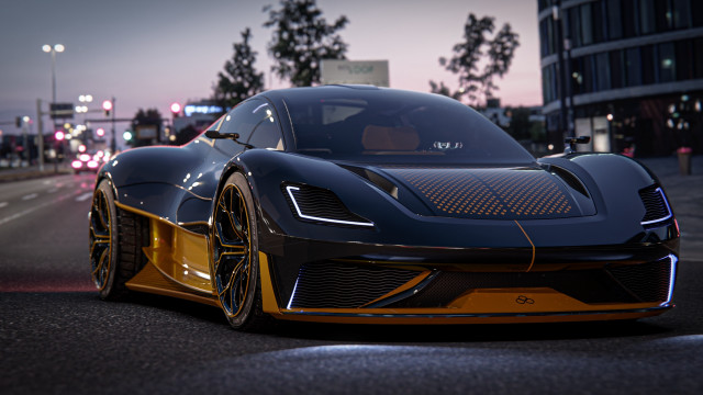 Black yellow sports car night #3 free wallpaper for desktop - medium preview image
