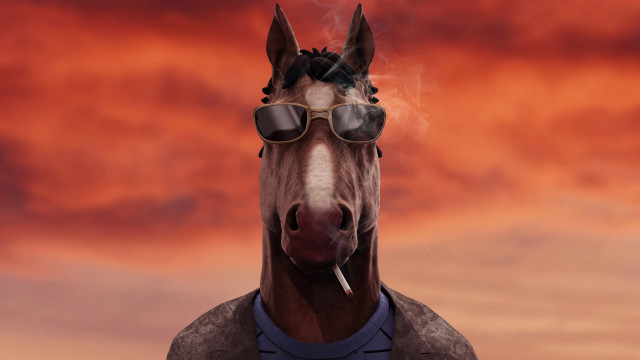Horse sunglasses shirt cigarette red free wallpaper for desktop - medium preview image