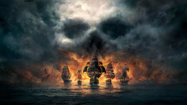 Pirate ship skull smoke explosion free wallpaper for desktop - medium preview image