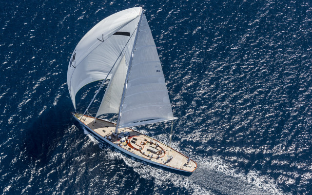 Sailboat ocean sunny day white free wallpaper for desktop - medium preview image