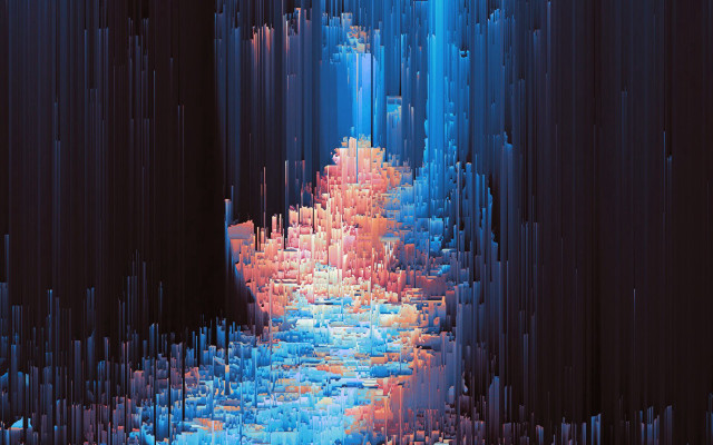 Blue orange light cityscape glitch free wallpaper for desktop - medium preview image