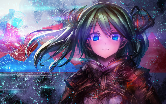 Anime armor blueeyes longhair starrysky free wallpaper for desktop - medium preview image