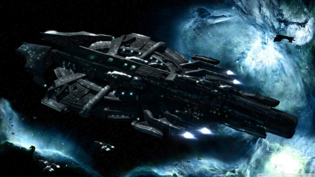 Sci fi spaceship planet starship free wallpaper for desktop - medium preview image