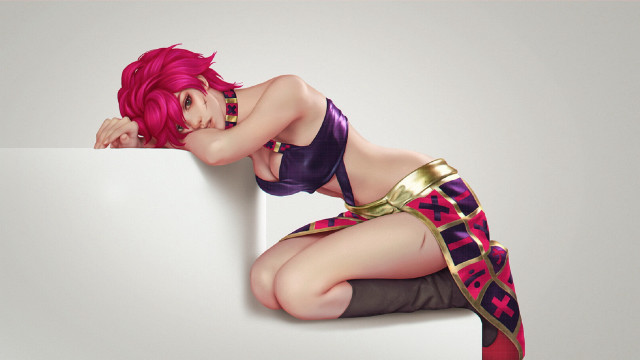 Pink hair purple top wall free wallpaper for desktop - medium preview image